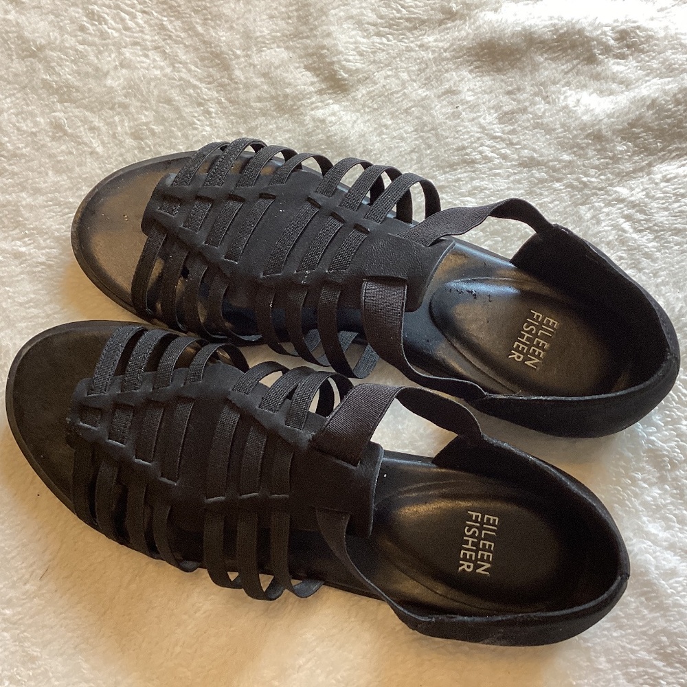 Eileen Fisher black strappy sandals